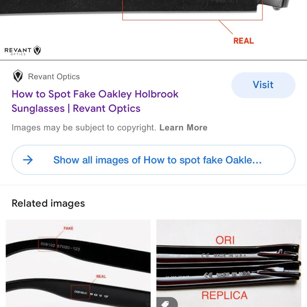 Oakley Holbrook Sunglasses  beware of fakes